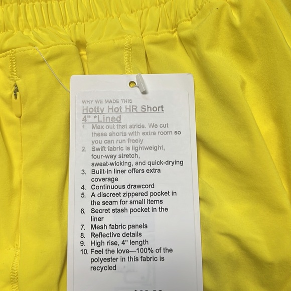 💛LULULEMON HIGH RISE HOTTY HOT SHORT 4”-SONIC YELLOW-6,8,10,12💛 - Picture 11 of 15